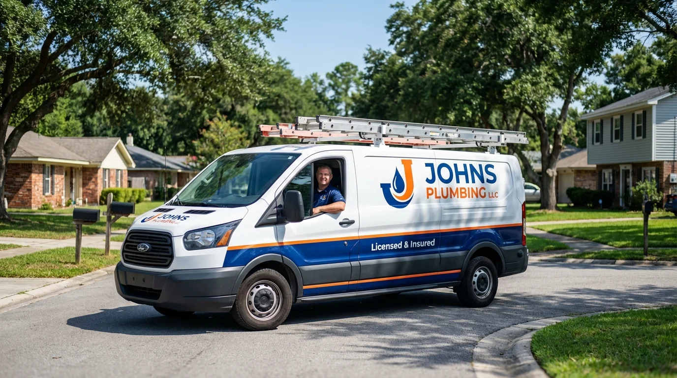 Johns Plumbing LLC service van in Ware, MA