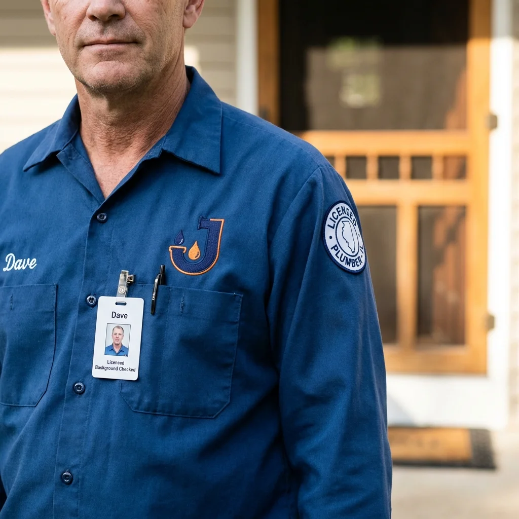 Licensed plumber showing ID badge in Ware, MA