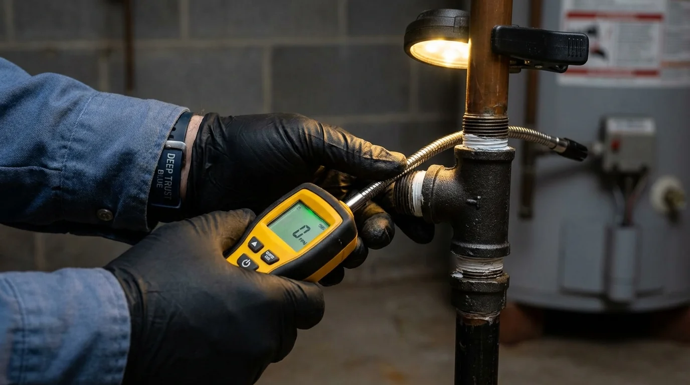 Gas leak detection with electronic sniffer by Johns Plumbing LLC in Ware