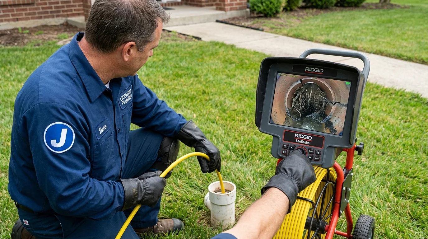 Sewer camera inspection being performed by Johns Plumbing LLC in Ware