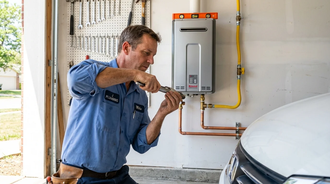 Tankless water heater installation by a Johns Plumbing LLC plumber in Ware